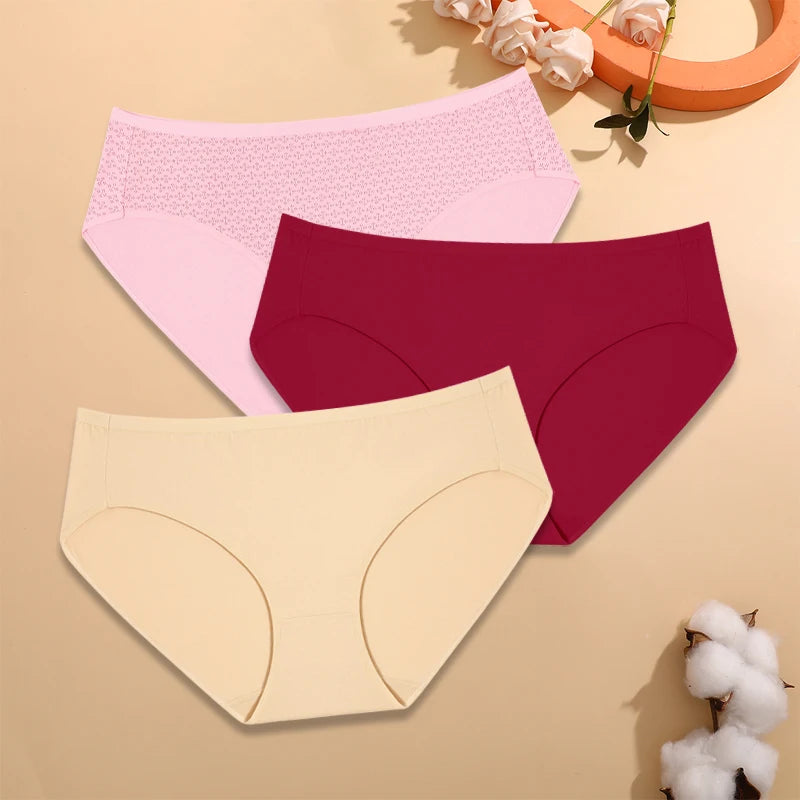 3-Pack Cotton High Waist Briefs — Plus Size XL–4XL Breathable Panties