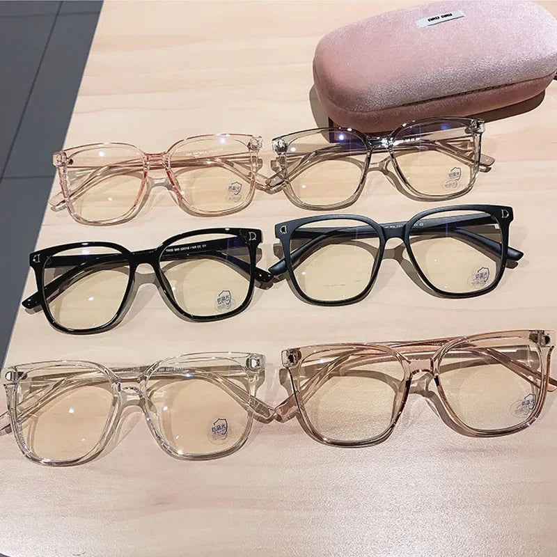 Oversized Square Myopia Glasses | Black, Pink & Clear Frames