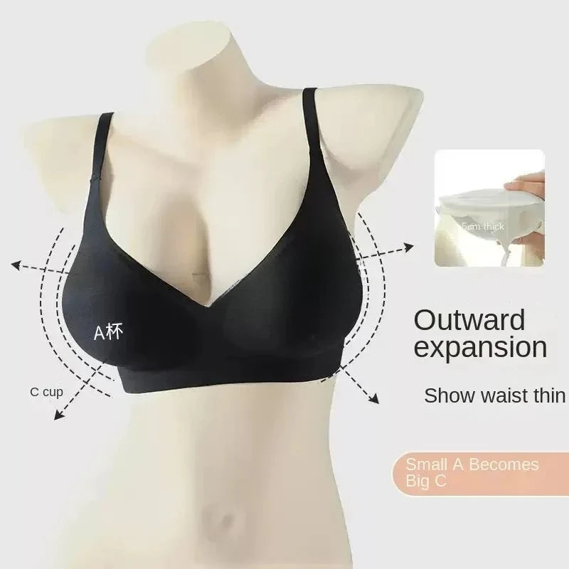 Women's Thickened Push Up Bra for Small Chest | Wireless Seamless Invisible Lift Bra (32–38, A–B Cup)