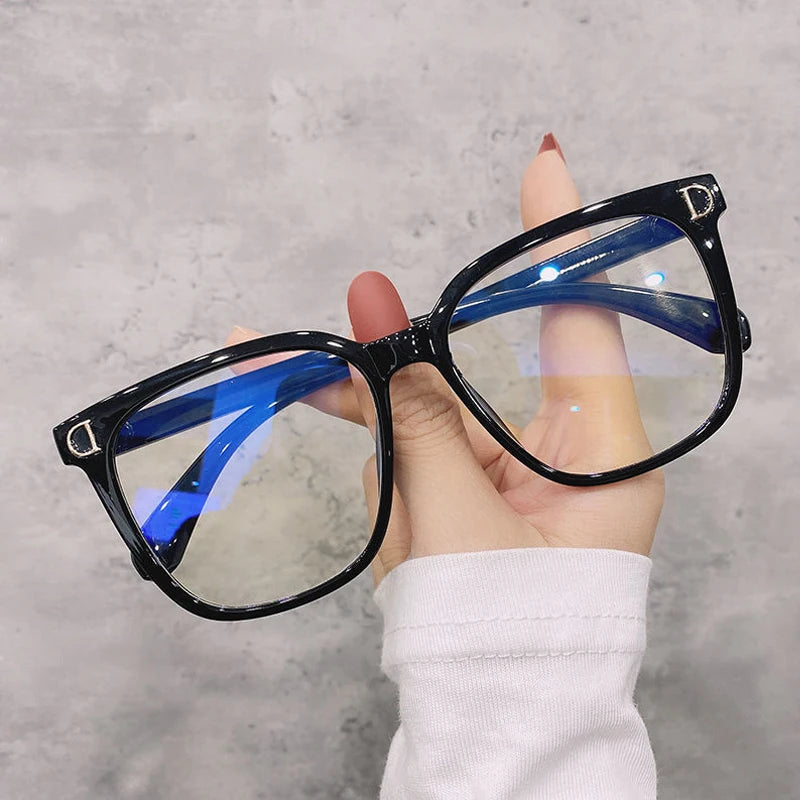 Oversized Square Myopia Glasses | Black, Pink & Clear Frames