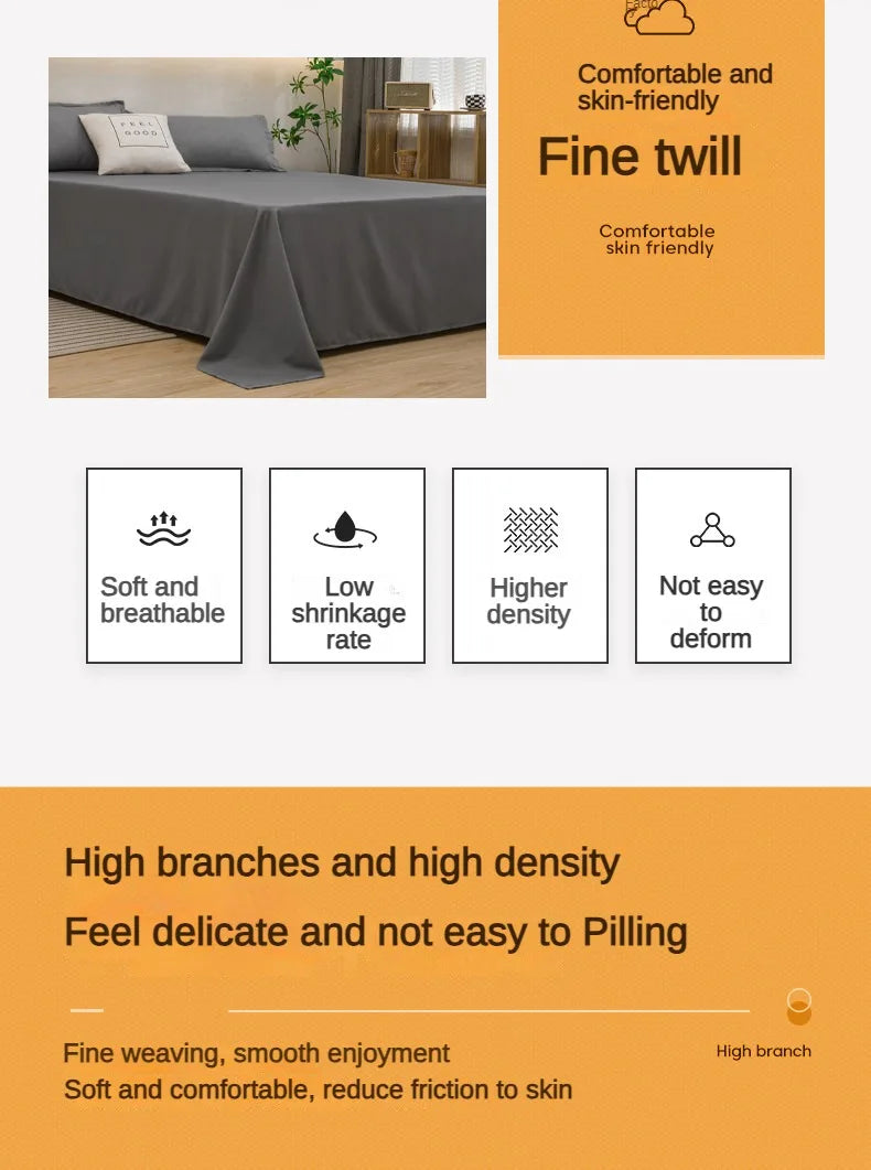 Soft Polyester Flat Bed Sheet, Solid Color Top Sheet