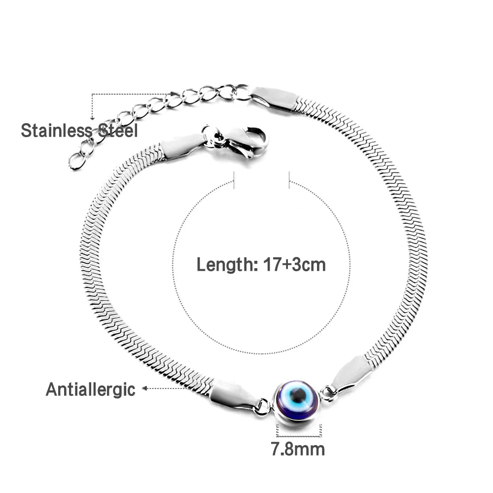 Evil Eye Bracelet – 18K Gold-Plated Stainless Steel Boho Charm Bracelet for Women