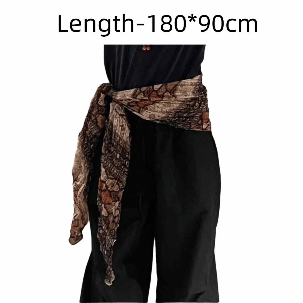 New Leopard Print Hip Scarf Bohemian Style Multifunctional Belt Accessory Vintage Waist Chain Women's Accessory