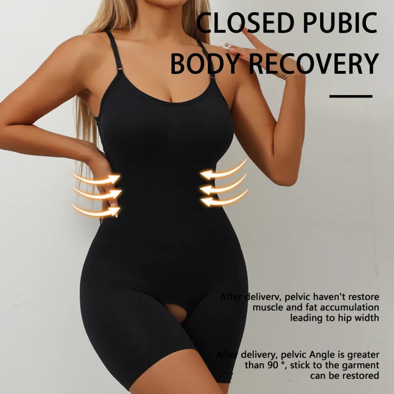 Seamless Full Body Shaper — Tummy Control Open-Crotch Bodysuit