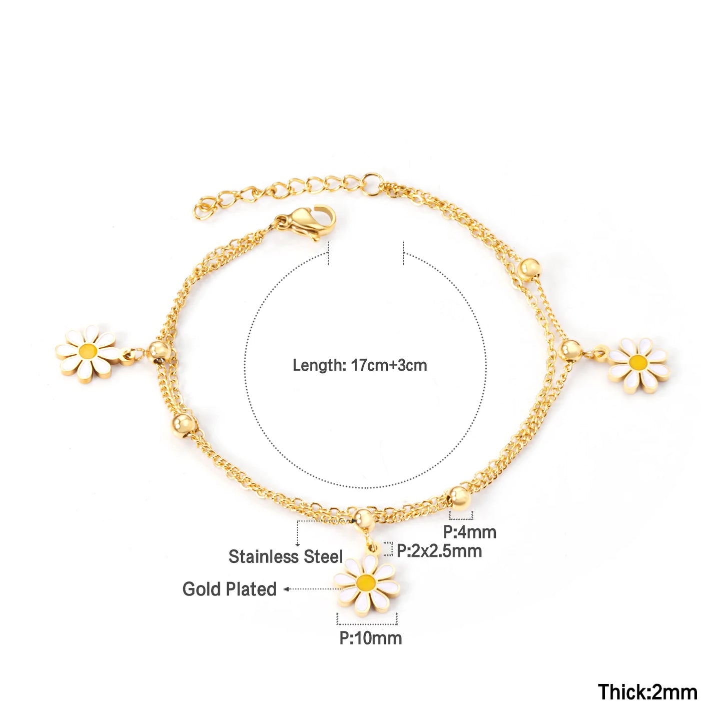 Evil Eye Bracelet – 18K Gold-Plated Stainless Steel Boho Charm Bracelet for Women