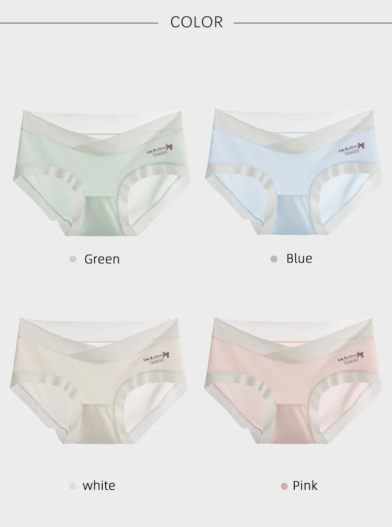 3pcs Seamless Maternity Underwear Plus Size Ice Silk Breathable Low Rise Belly Support Maternity Panties Pregnancy Underwear