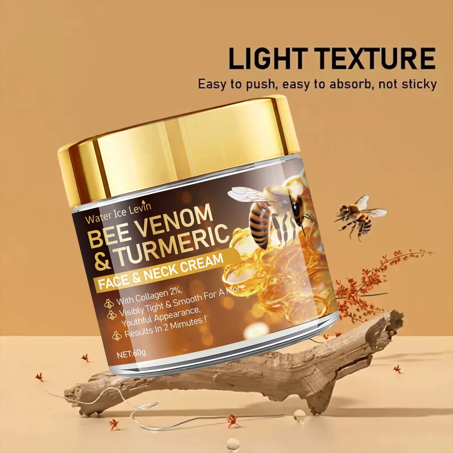 Bee Venom Cream Can Promptly Nourish Light Beige Skin |   Alcohol-Free and Hyaluronic Acid-Free, Suitable for All Light Beige Skin Tones.