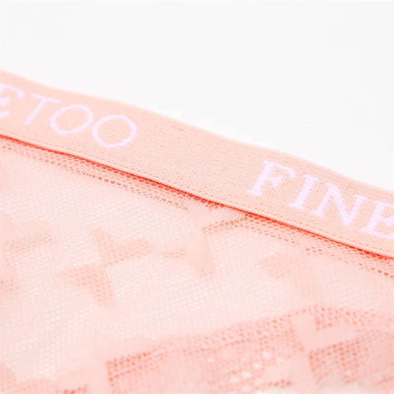 Lace Sheer Thong — Logo Waistband Low-Rise G-String