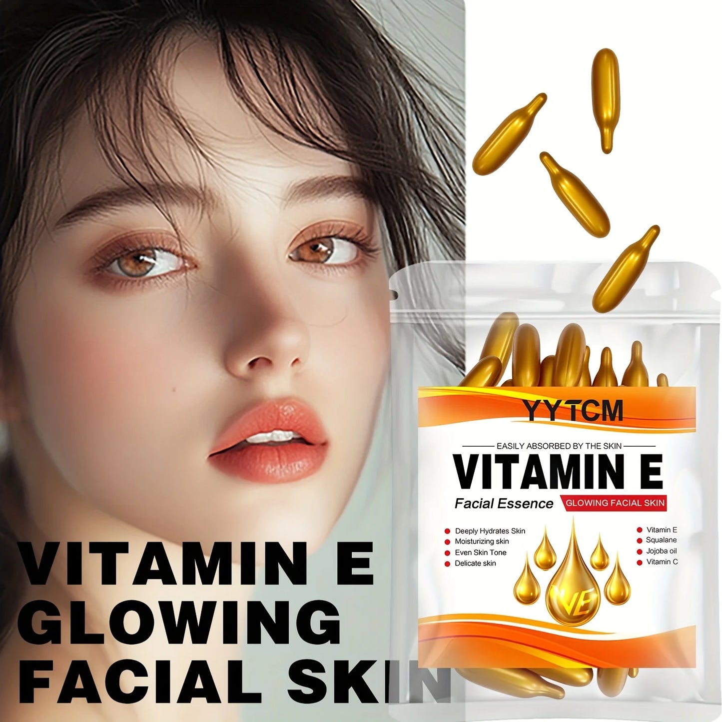 Vitamin E & Squalane Deep Moisturizing Capsule Essence – Brightening Face Serum