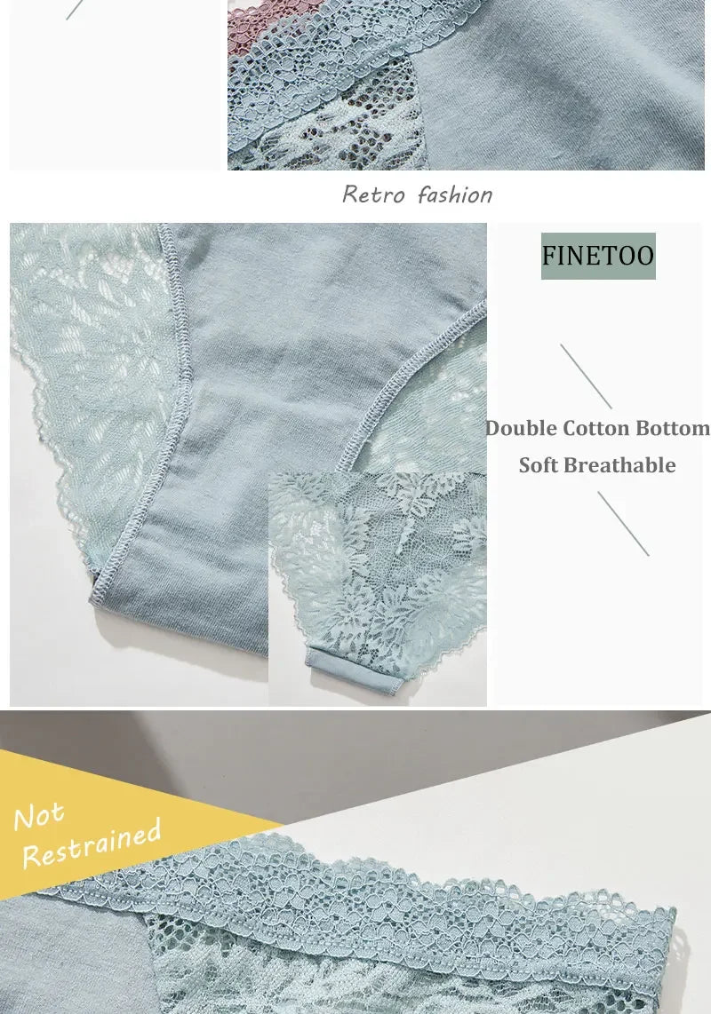 3-Pack Seamless Lace Hollow-Out Brief Panties – Soft Breathable Low-Rise Underwear for Women (S–XL, 20 Color Sets)