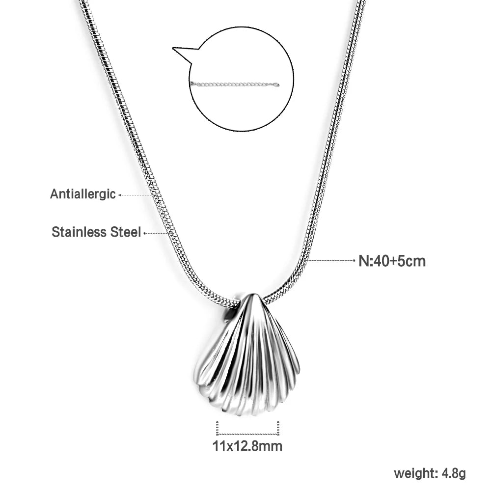 Shell Jewelry Set – 18K Gold-Plated Stainless Steel Necklace, Earrings & Bracelet for Women