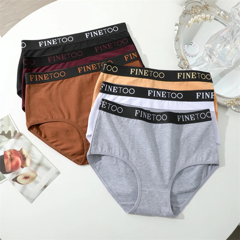 FINETOO 4Pcs Cotton High Waist Seamless Underwear Women's Breathable Elastic Belts Panties Plus Size Comfortable Lingerie S-XXL