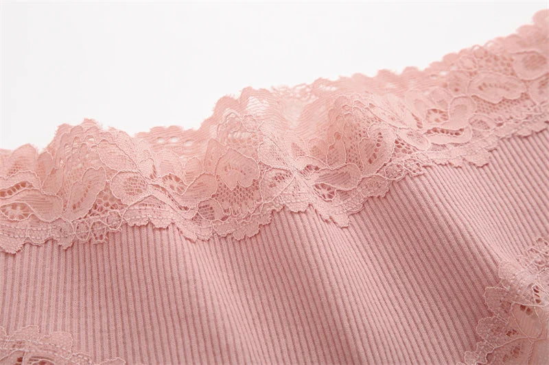 Lace Splicing Brazilian Bikini Panties – Cotton Crotch Low-Rise Underwear for Women (S–XL, 6 Colors)