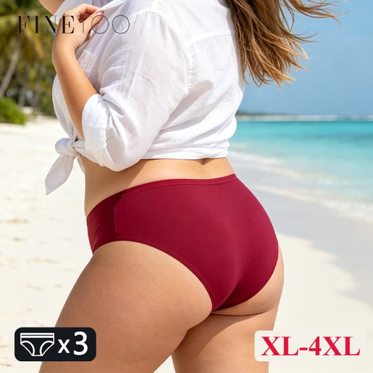 3-Pack Cotton High Waist Briefs — Plus Size XL–4XL Breathable Panties