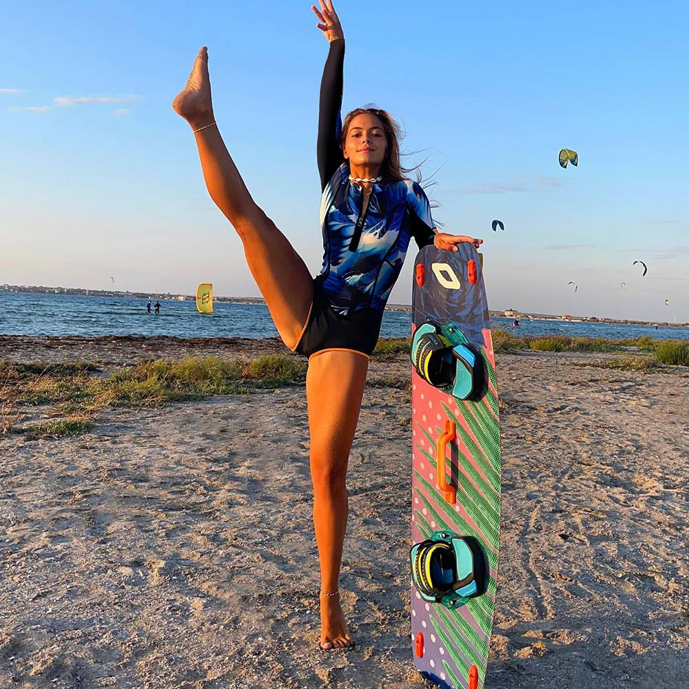 Color Block Surfing One-Piece Swimsuit — Long Sleeve Zipper | Women's Sport Swimwear