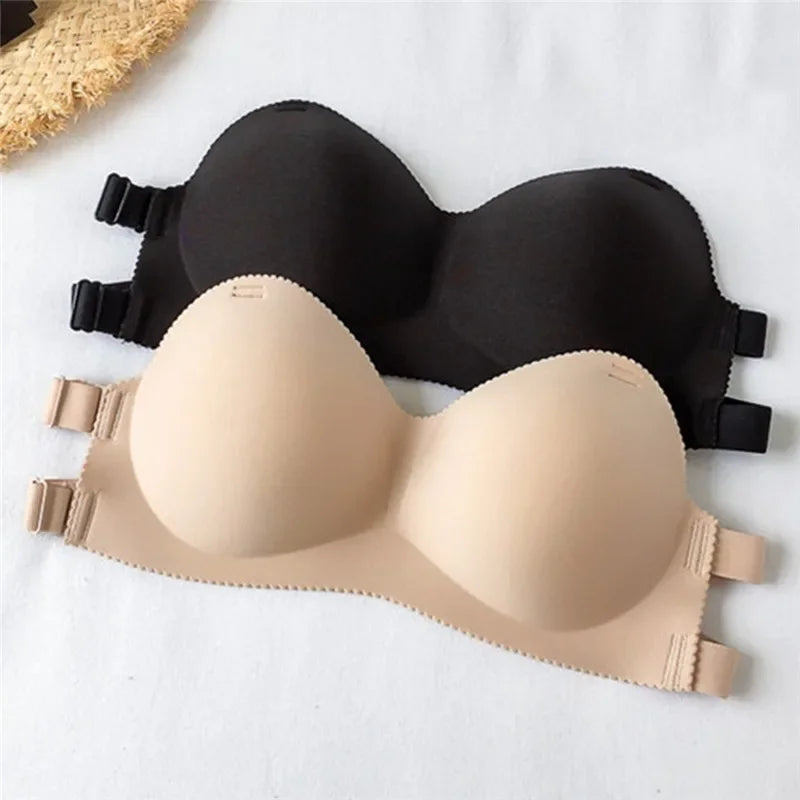 Women's Invisible Strapless Bra – Seamless Wireless Push Up Bralette