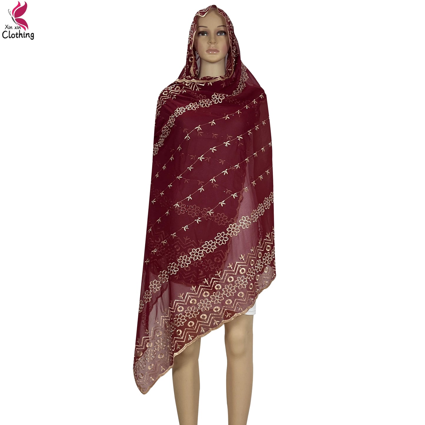 New High Quality Chiffon Women Scarves Diamonds Embroidery Soft Scarf African Women Hijab Muslim Dubai Ramadan Shawls Scarf