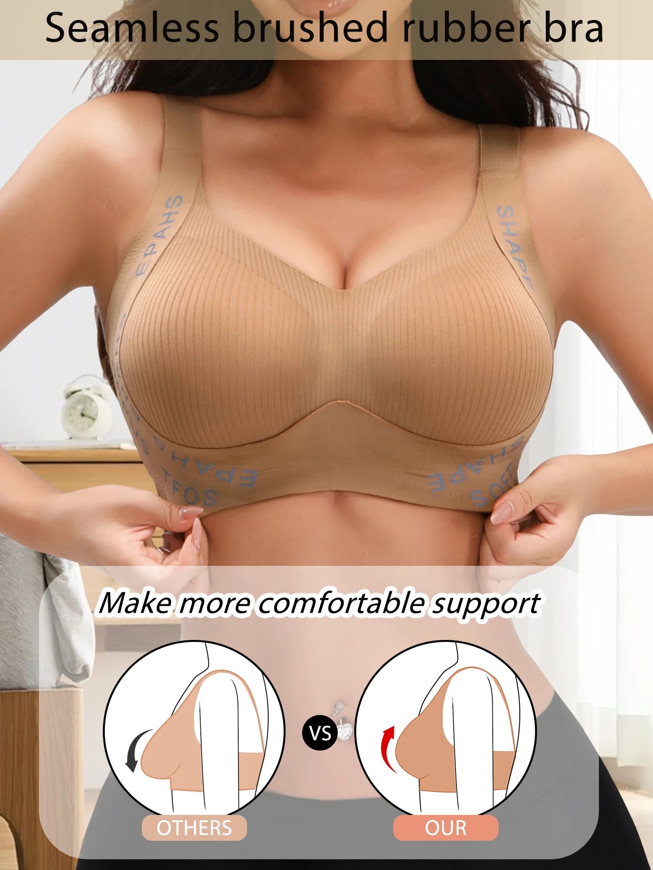 Women's Seamless Jelly Glue Push-Up Bra – Wire-Free Breathable Bralette | Comfortable Lingerie