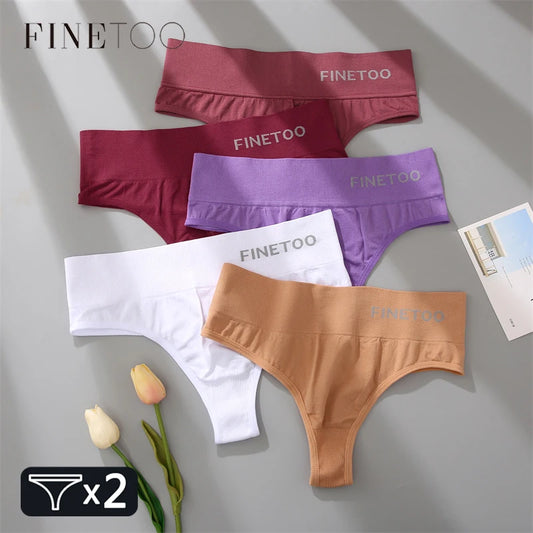 2-Pack High Waist Seamless Thongs — Plus Size G-String Panties M–2XL