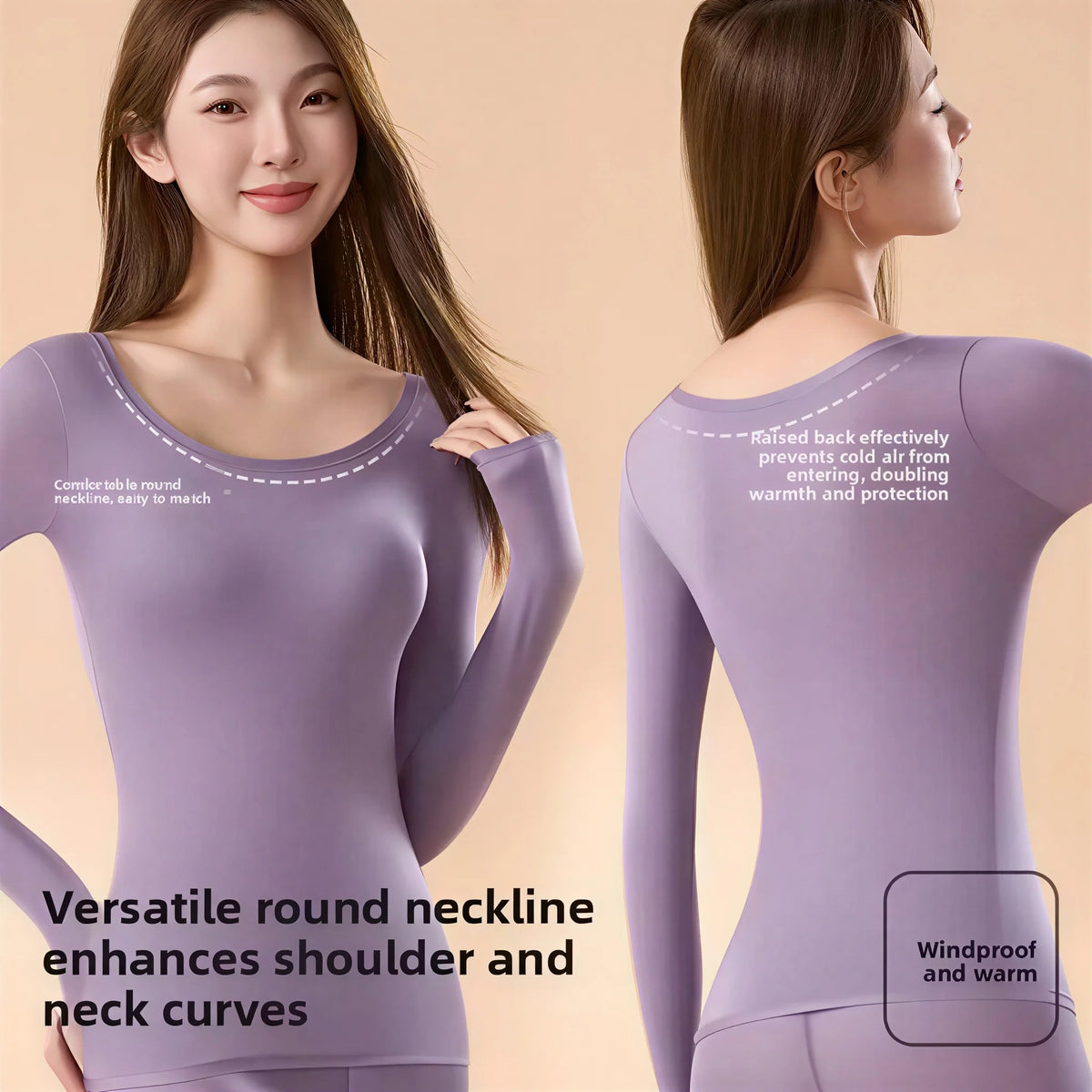 Thermal Underwear Set for Women – High-Elasticity Skin-Tight Warm Base Layer, Autumn/Winter (L–XL, 4 Colors)