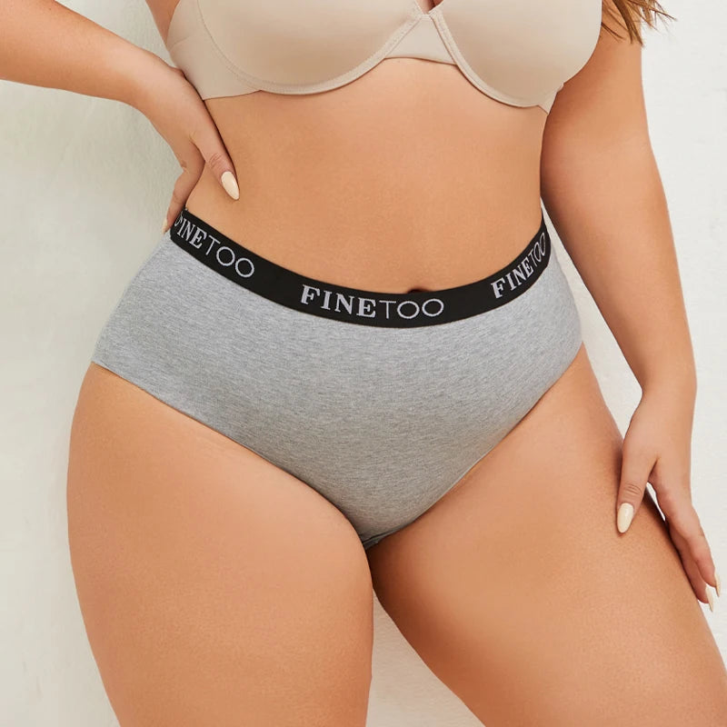 FINETOO 4Pcs Cotton High Waist Seamless Underwear Women's Breathable Elastic Belts Panties Plus Size Comfortable Lingerie S-XXL