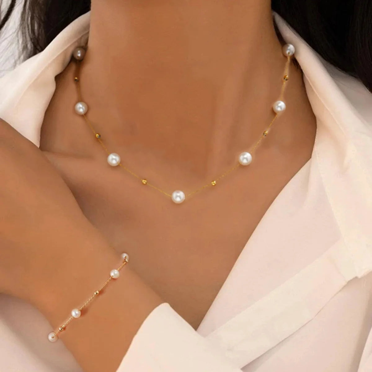 Cubic Heart Jewelry Set – 18K Gold-Plated Stainless Steel Necklace & Bracelet for Women