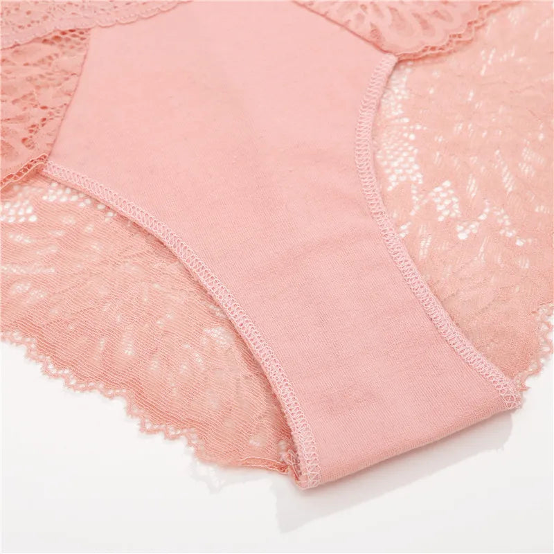Women's Lace Back Briefs – 4-Piece Set | Sexy Hollow Out Cotton Underwear (S–XL)
