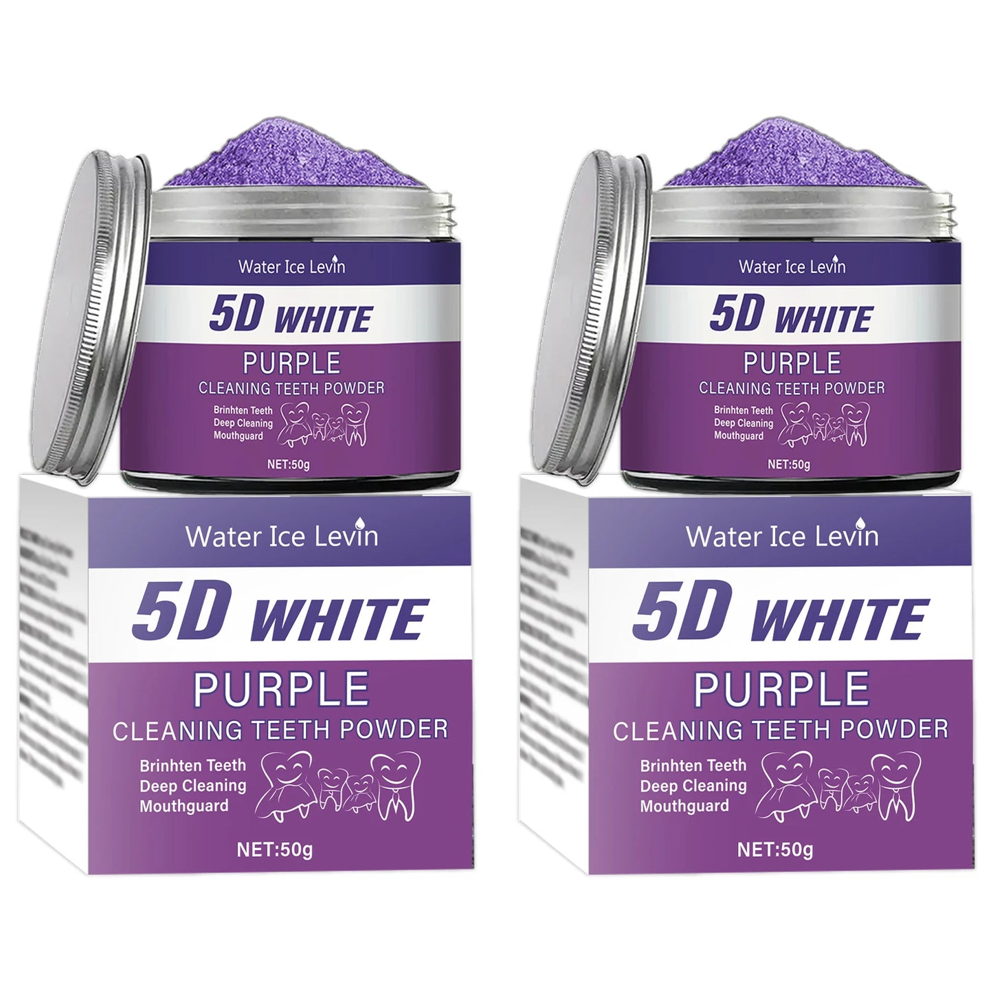 Purple Teeth Whitening Powder – Deep Cleaning, Fresh Breath & Natural Pearl Essence | 50g