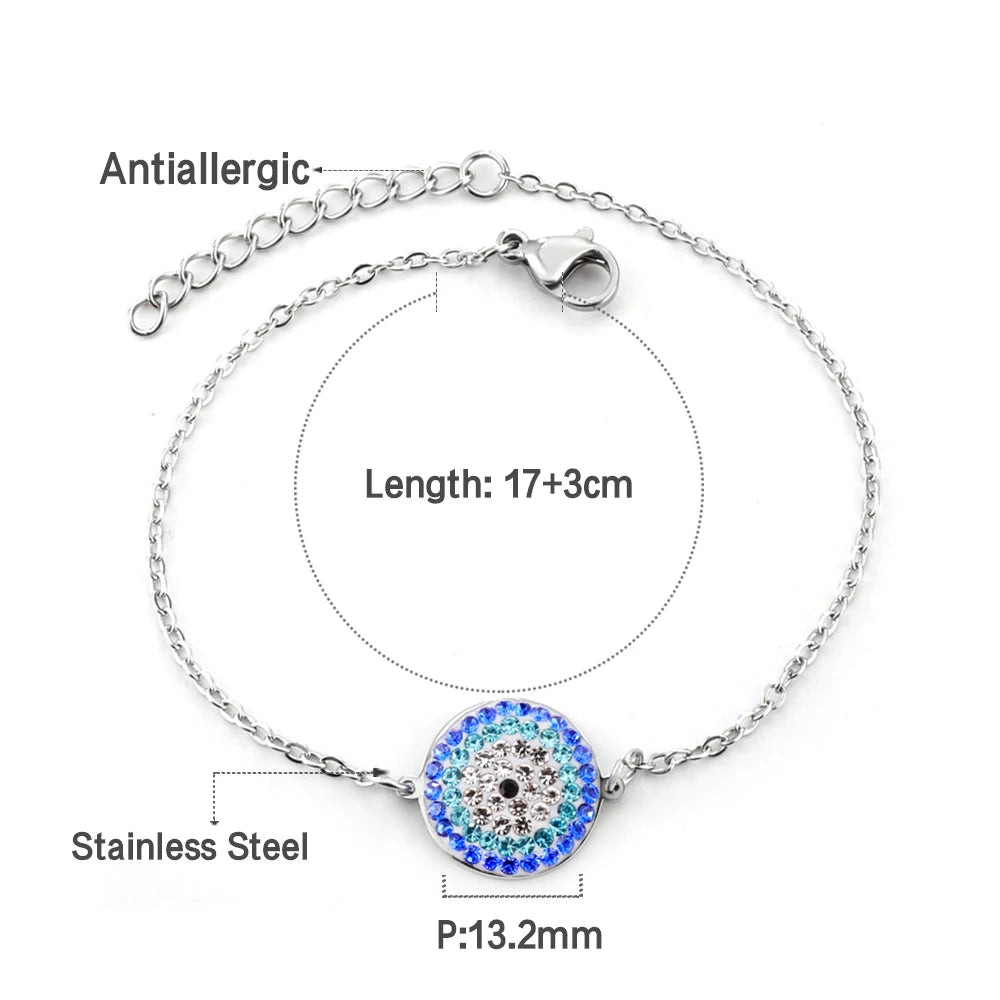 Evil Eye Bracelet – 18K Gold-Plated Stainless Steel Boho Charm Bracelet for Women