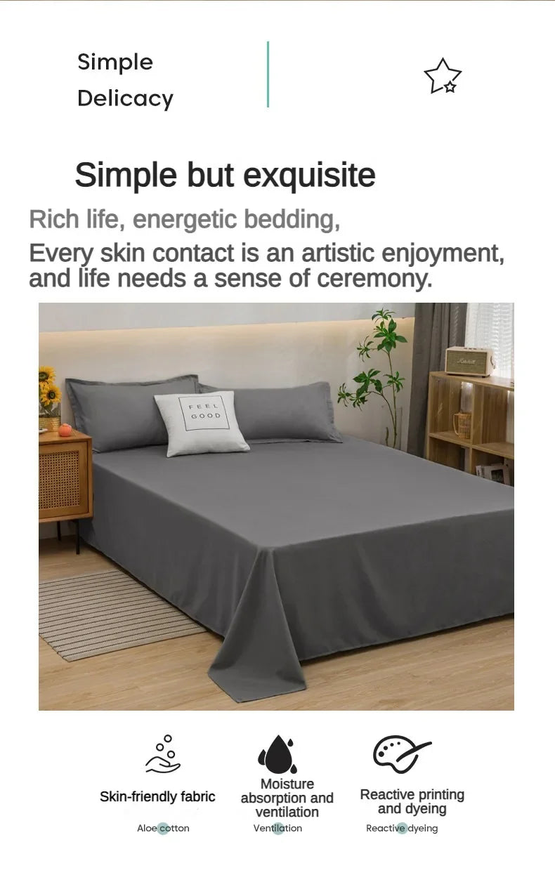 Soft Polyester Flat Bed Sheet, Solid Color Top Sheet