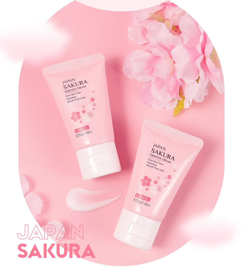 Sakura Whitening Face Cream Wrinkle Remover Fade Fine Lines Serum Firm Lift Shrink Pores Moisturizing Brighten Smooth Skin Care
