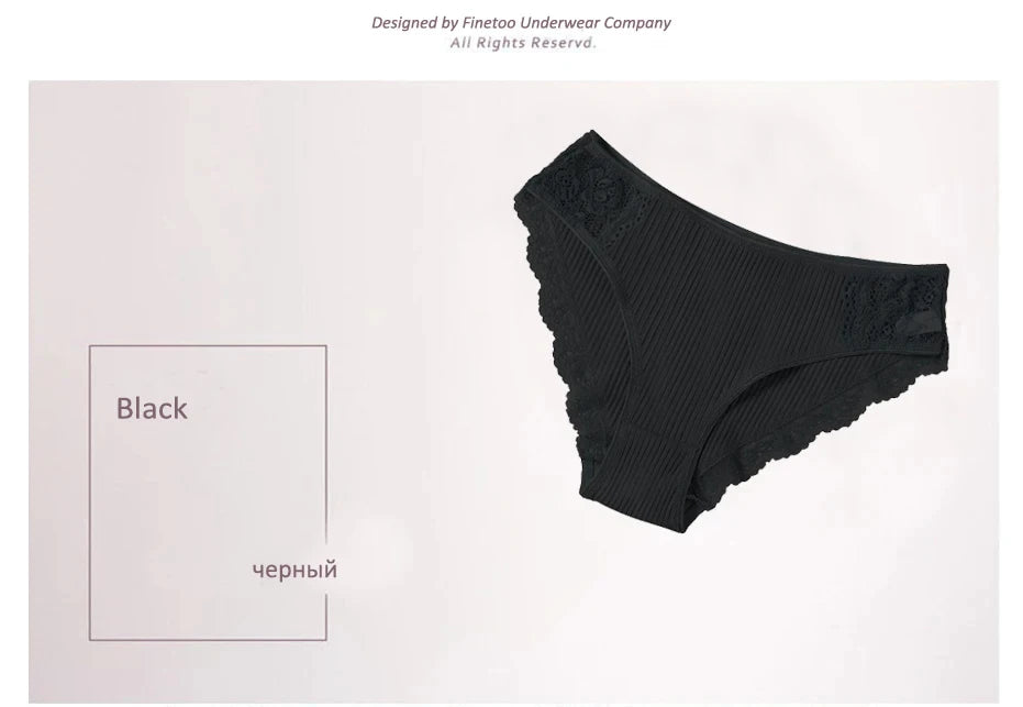 FINETOO 7PCS Cotton Underwear Women's Panties Set Comfort Underpants Floral Lace Briefs For Woman Sexy Low-Rise Pantys Intimates