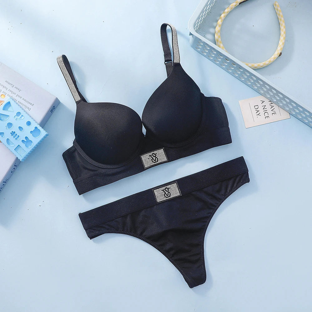 Women's Wireless Lace Bra & Panty Set – Comfortable Everyday Lingerie