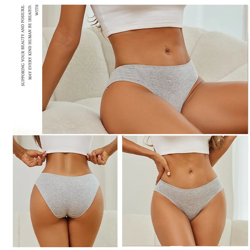 3-Pack Cotton Low-Rise Briefs – Breathable Lace-Trim Underwear for Women (S–XL, 20 Color Sets)