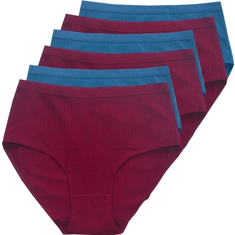 Women's Plus Size Cotton High Waist Briefs – 6-Pack | Breathable Solid Color Underwear (S–2XL)