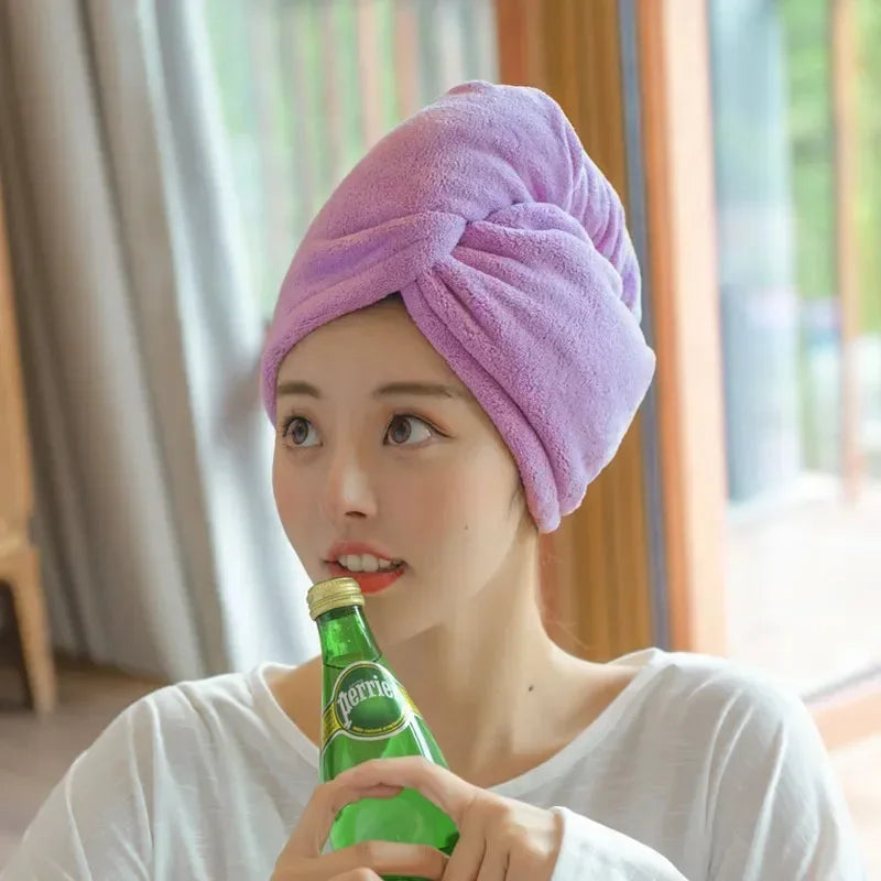 Microfiber Hair Drying Towel Wrap – Quick-Dry Turban for Women, 25x63cm (5 Colors)