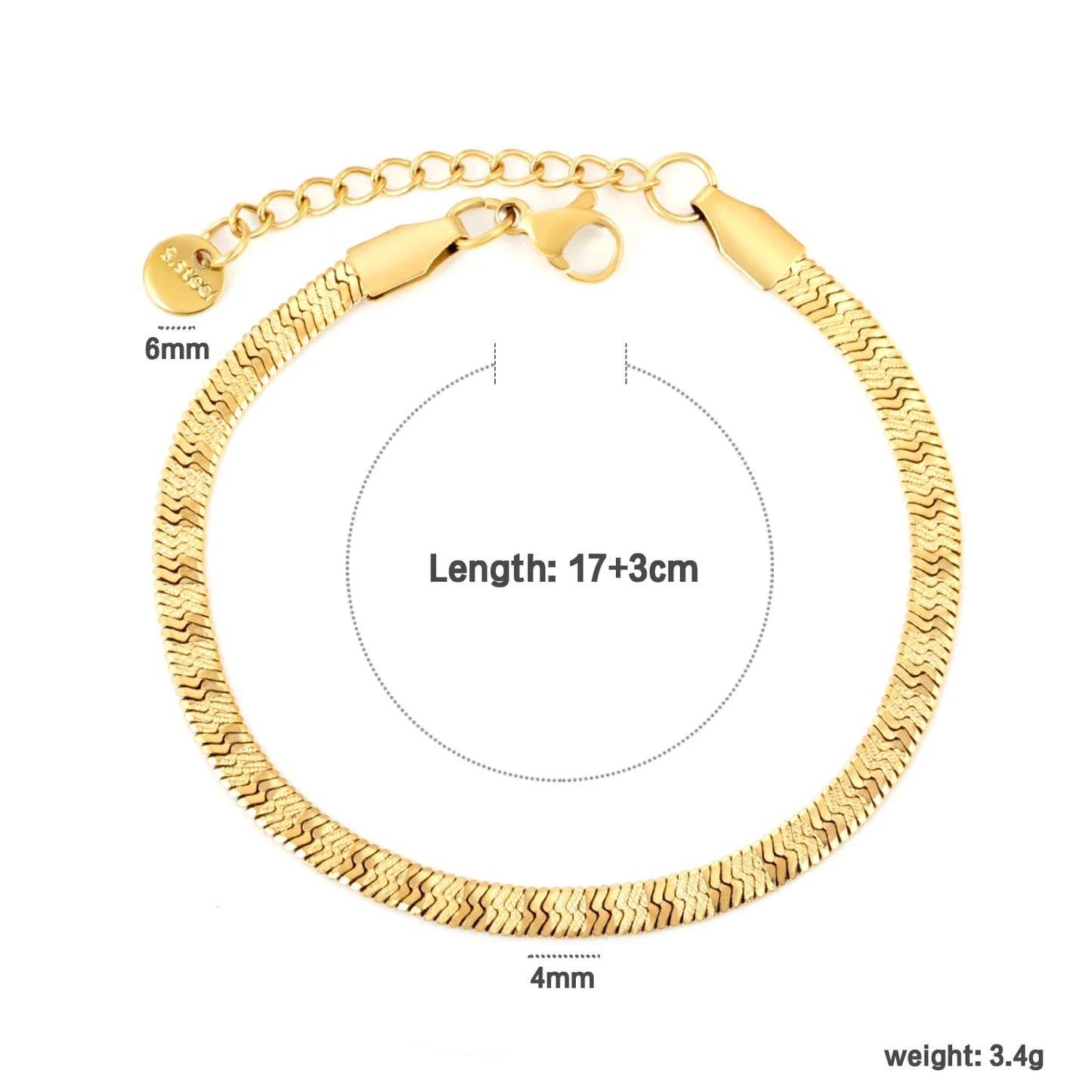Blade Chain Bracelet – 18K Gold-Plated Snake Chain Stainless Steel Wrist Bracelet for Women