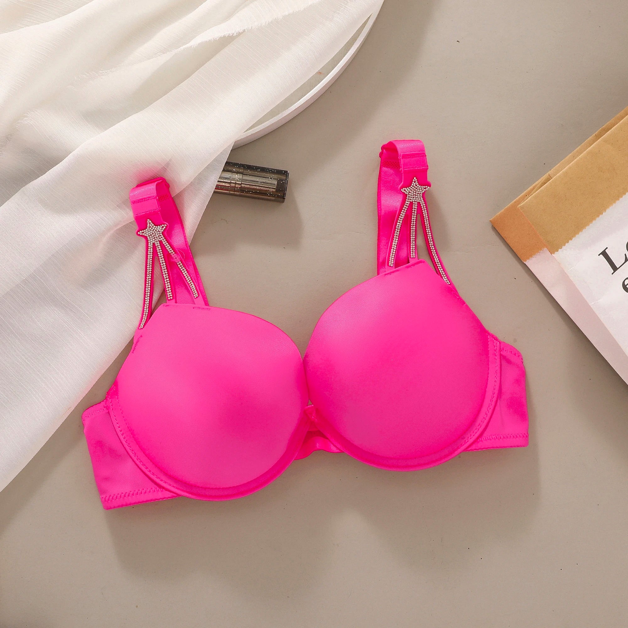 Women's Demi Padded Lace Push-Up Bra – 3/4 Cup Seamless Underwire Lingerie
