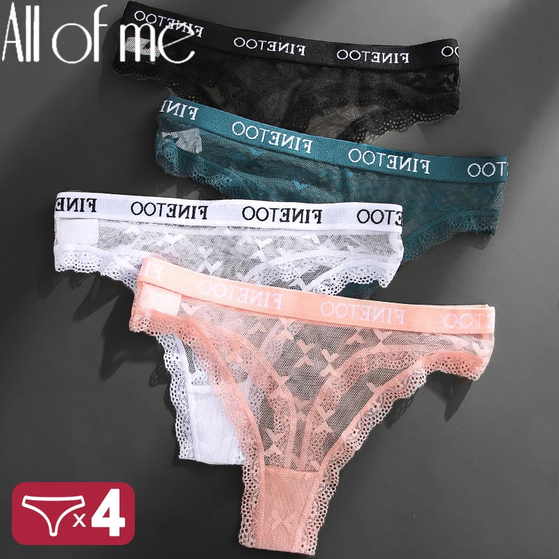 Women's Floral Lace G-String Thongs – 4-Piece Set | Butterfly T-Back Sexy Underwear (S–XL)