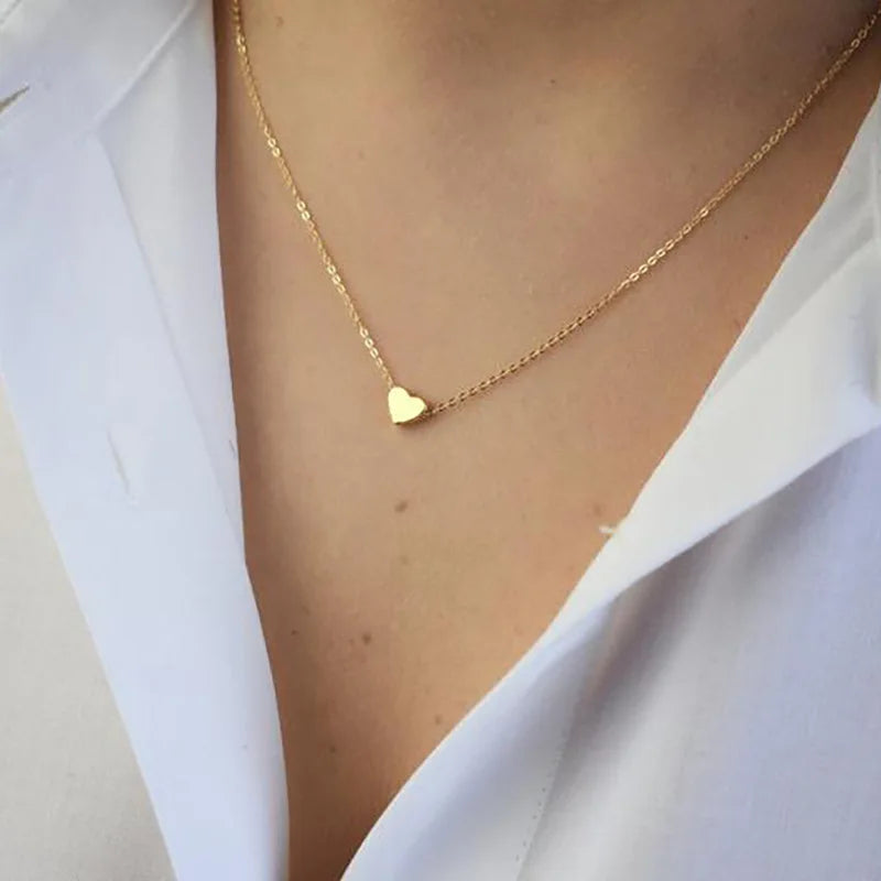 Heart Pendant Necklace – Stainless Steel Clavicle Choker for Women & Girls