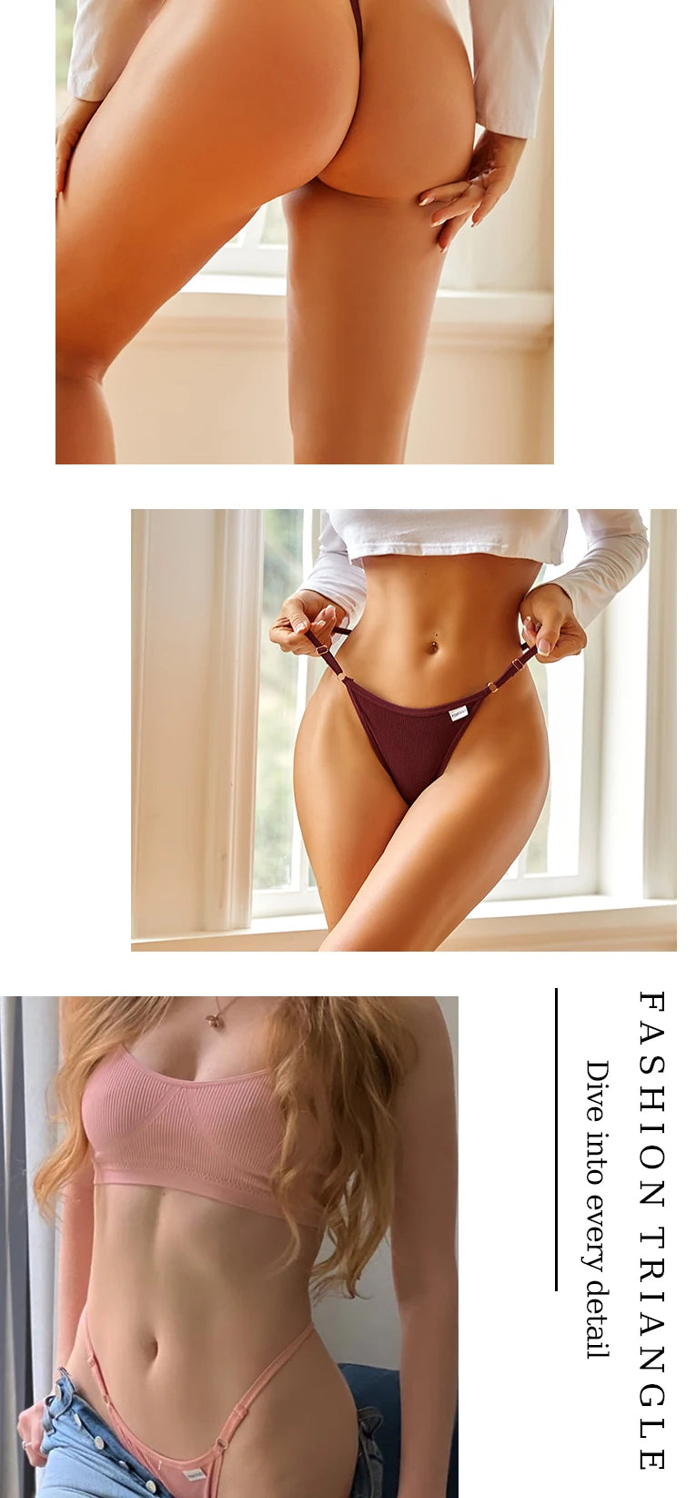 5-Pack Seamless Cotton G-String Panties – Adjustable Waist Low-Rise Underwear for Women (S–XL, 8 Color Sets)
