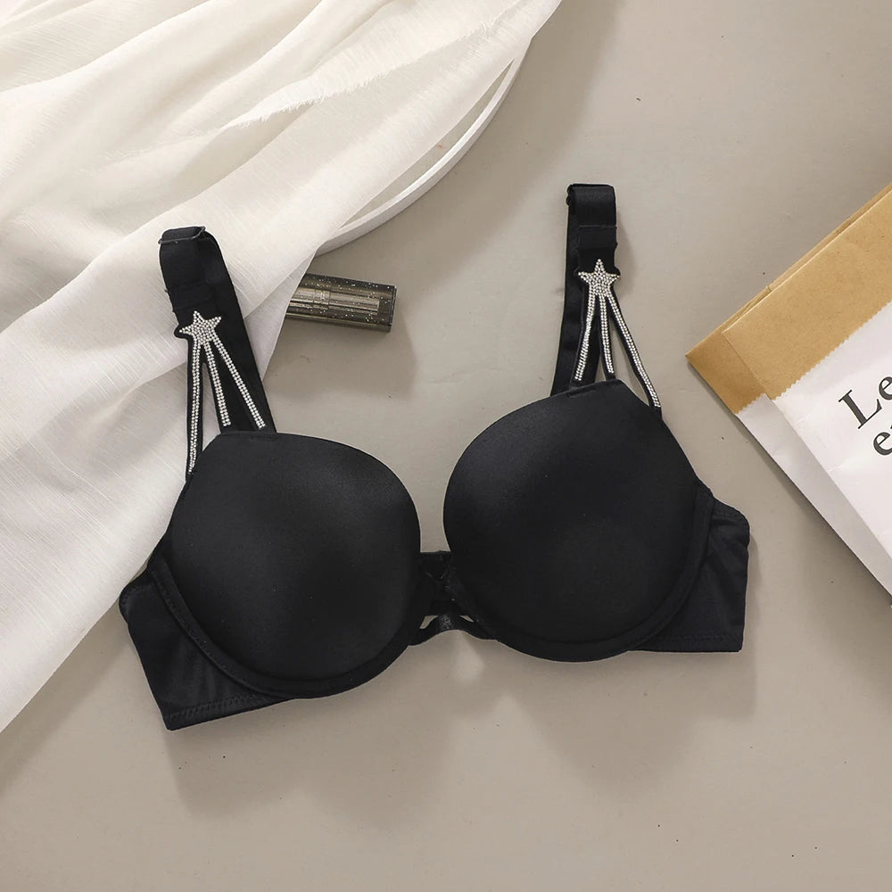 Women's Demi Padded Lace Push-Up Bra – 3/4 Cup Seamless Underwire Lingerie