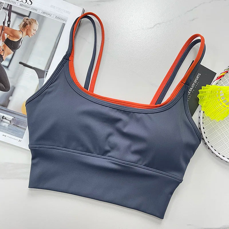 Women's Shockproof Gathering Sports Bra – Quick-Dry Suspender Vest | Yoga Fitness Running