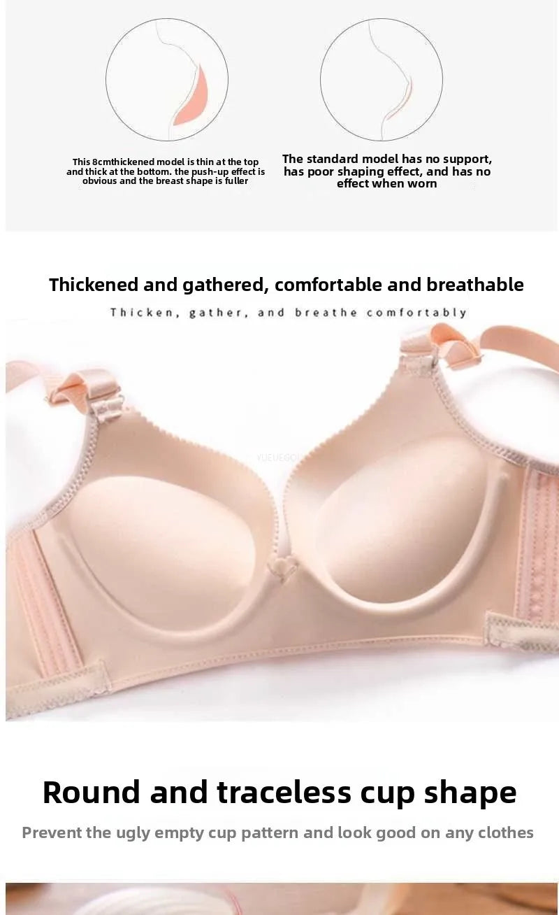 Women's 10CM Extreme Push Up Bra | Side Smoothing Wireless Lift for AA/A/B Cup | Seamless Breathable Bra for Small Flat Chest (32–38 / 70–85)