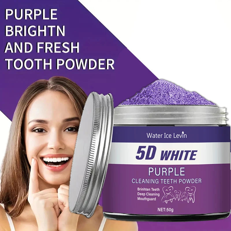 Purple Teeth Whitening Powder – Deep Cleaning, Fresh Breath & Natural Pearl Essence | 50g