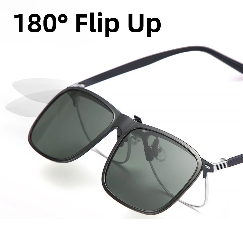 Rectangle Flip-Up Clip-On Sunglasses | 6 Lens Options