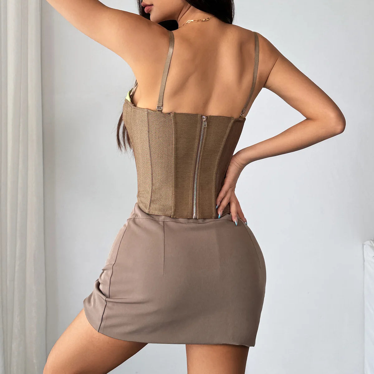 Fishbone Corset Bustier Top — Patchwork Velvet Slim Fit | Women's Club Tops