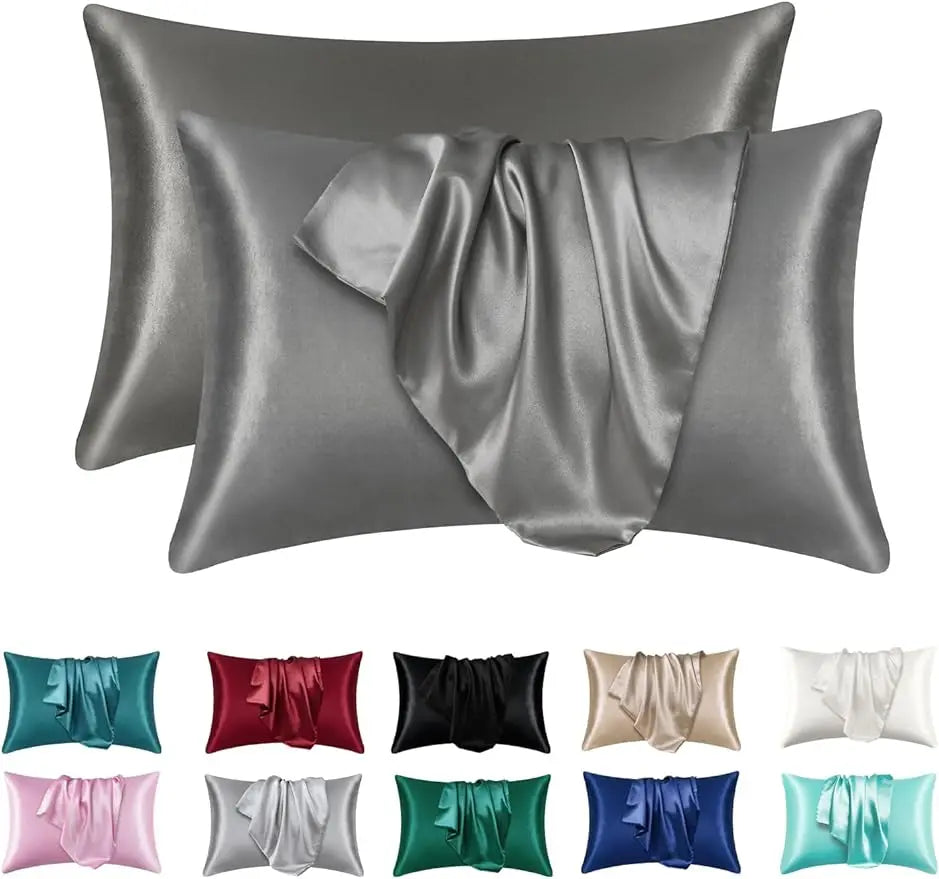 2-Pack Satin Pillowcases with Hidden Zipper, USA Sizes