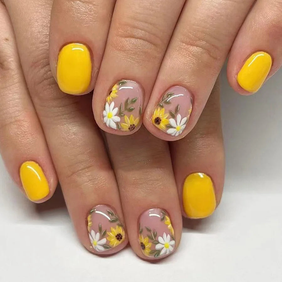 Short Ballerina Press-On Nails – Ombre Gradient Designs, 24 Pieces