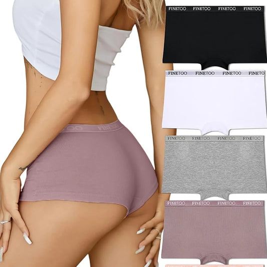 Tatting Weave Seamless Ice Silk Cotton Boyshort Panties – Soft Low-Rise Underwear for Women (S–XL, 6 Colors)